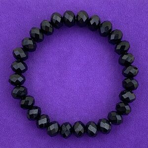 💛 Classic Faceted Black Crystal Bead Stretch Bracelet